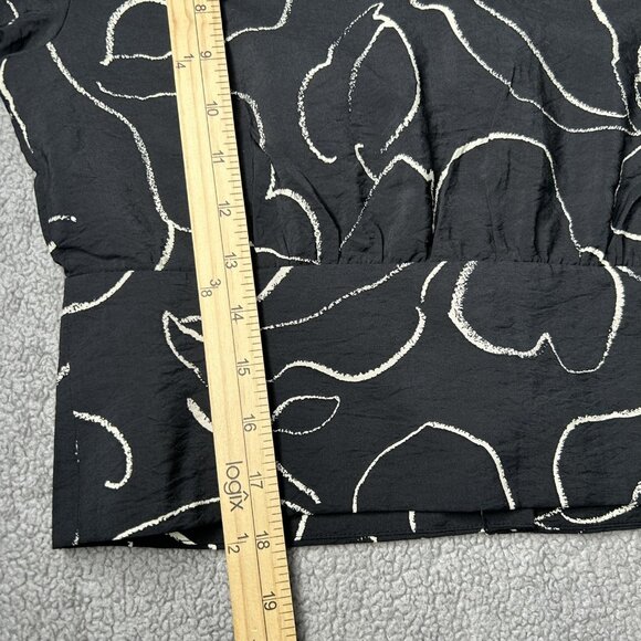 Madewell Blouse Womens M Lusterweave Black Abstract Button Front Cropped Top - Picture 15 of 15